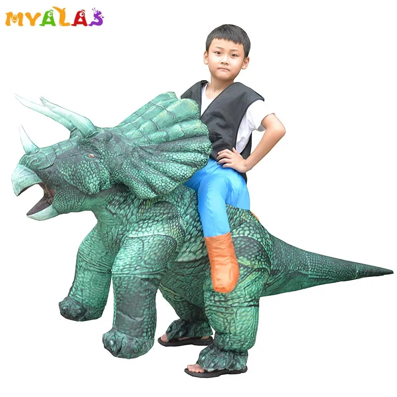 Надувной наряд Трицератопс для езды на Хэллоуин костюмы динозавров взрослых и