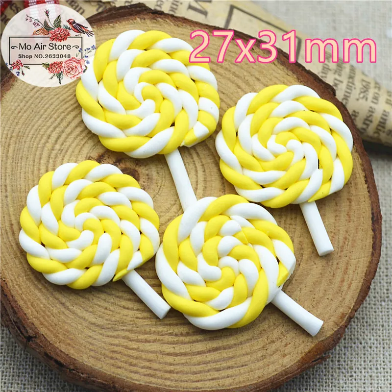 

lemon lollipop sweet dessert 10PCS polymer clay Flatback Cabochon Art Supply Decoration Charm DIY craft