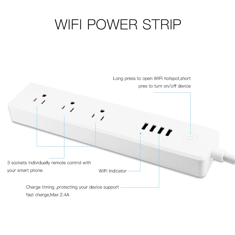 FrankEver интеллектуальная беспроводная (Wi Fi) Мощность полосы 15A Стабилизатор