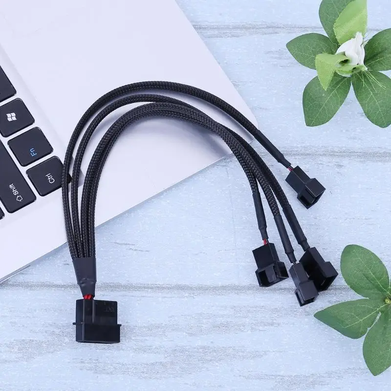 4pin IDE Molex в 4-портовый 3-контактный/4-контактный разъем питания с черными рукавами