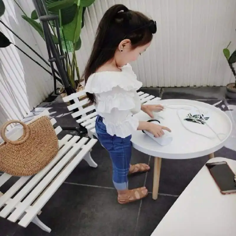 Джинсовая рубашка для девочек 3-8 лет с круглым вырезом | Мать и ребенок