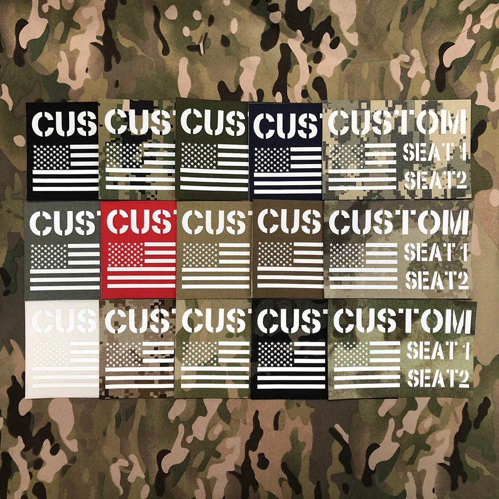 

15cm Custom Logo Flag Laser Cut IR IFF Infrared Reflection Back Patch Name Tapes White Letters Morale Tactics Military Airsoft