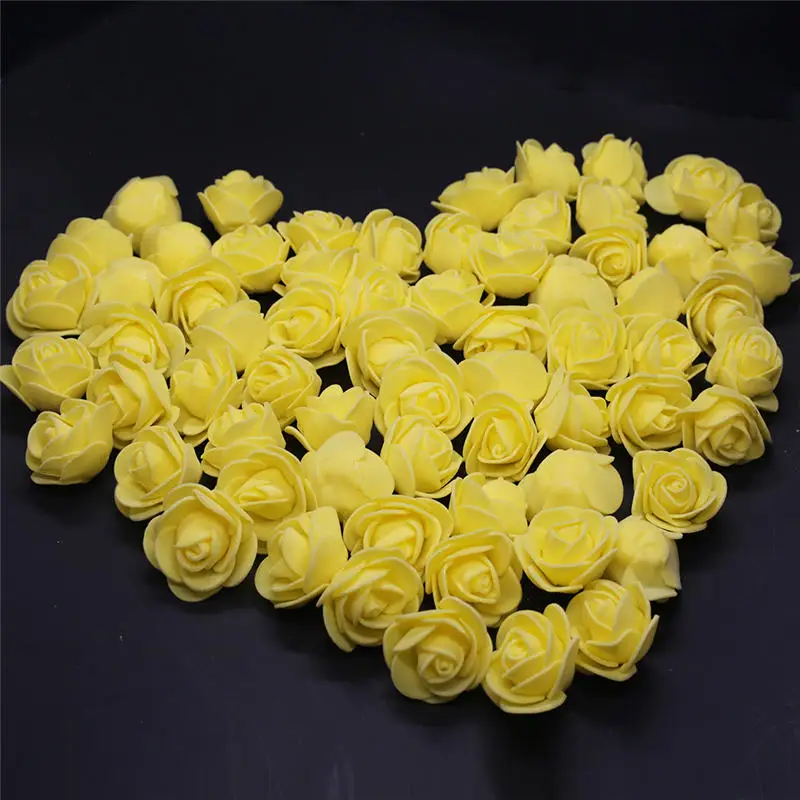yellow 50 шт 100 шт 500 шт Дешевые мини темно-синие ПЭ Пена головка розы поддельные цветы, изготовленные вручную Свадебные украшения - Цвет: yellow