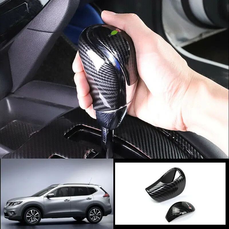 

For Nissan Rogue 2014-2020 ABS Carbon fiber car Gear shift knob cover trim 2pcs Car modification Auto parts