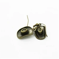 cowboy hat dangling earrings hat miniature antique bronze color charm western jewelry vintage jewelry