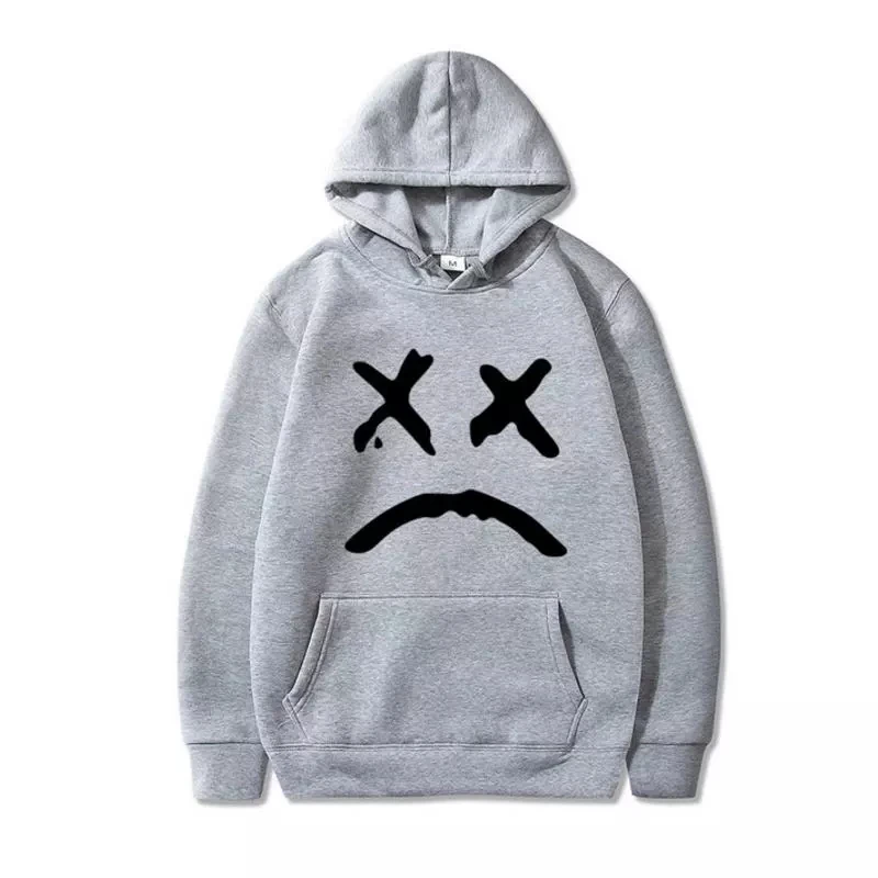 

Korean streetwear sweatshirt men's ladies casual pullover hip-hop long sleeve smile sad face line print sports top hoodie