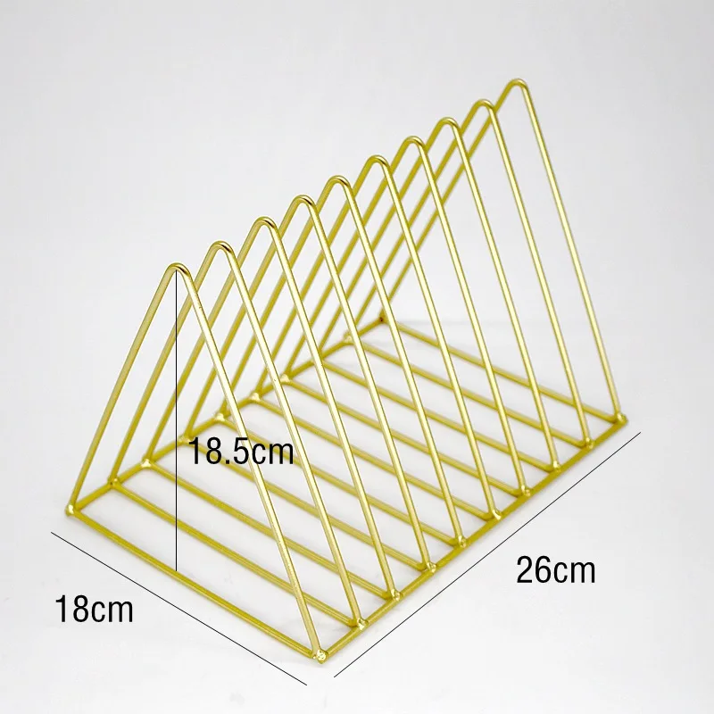 

Nordic Triangle Simple Creative 9 Grids Wrought Iron Bookshelf Crafts Desk Display Shelf Storage Organizer