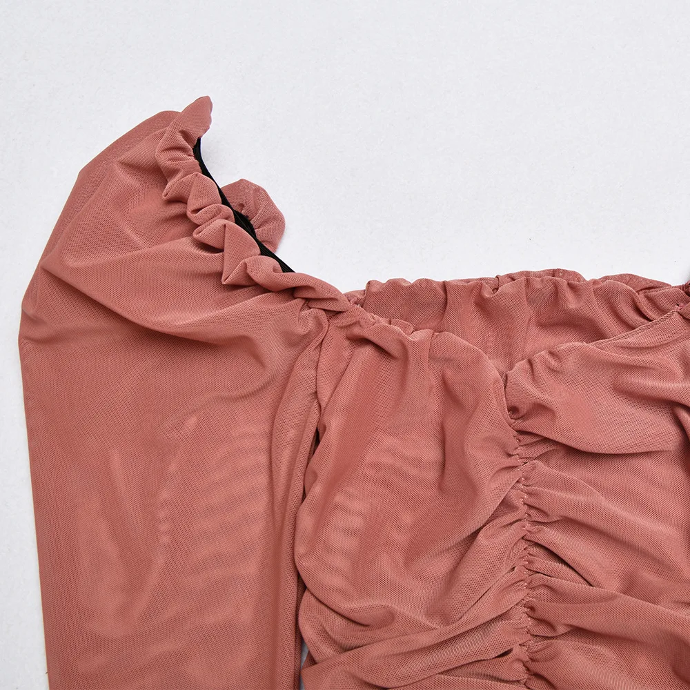 Женское Сетчатое боди с длинным рукавом Forefair Клубное облегающее квадратным