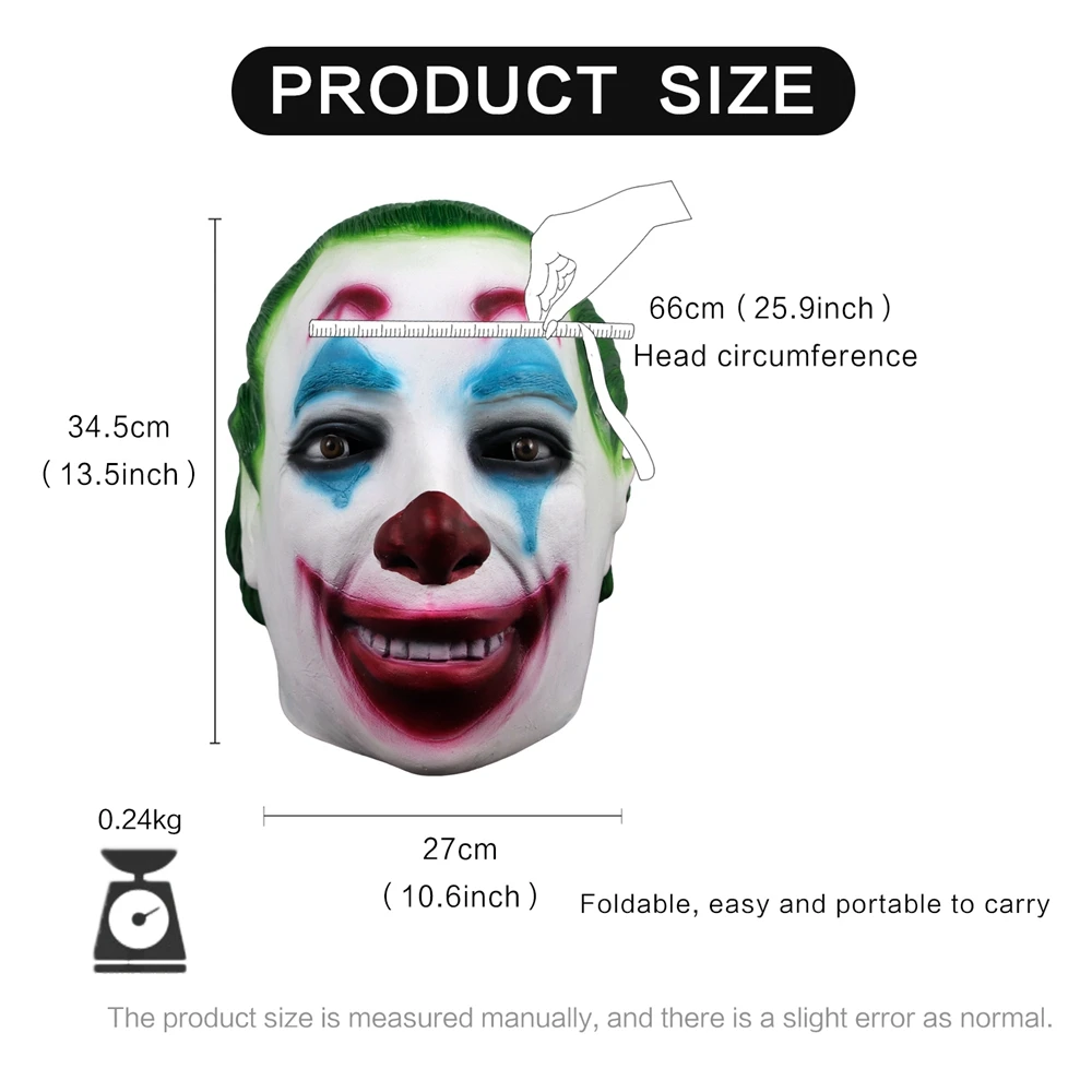 Космак Хэллоуин клоун зеленые волосы латексная маска набор головы ужасная для
