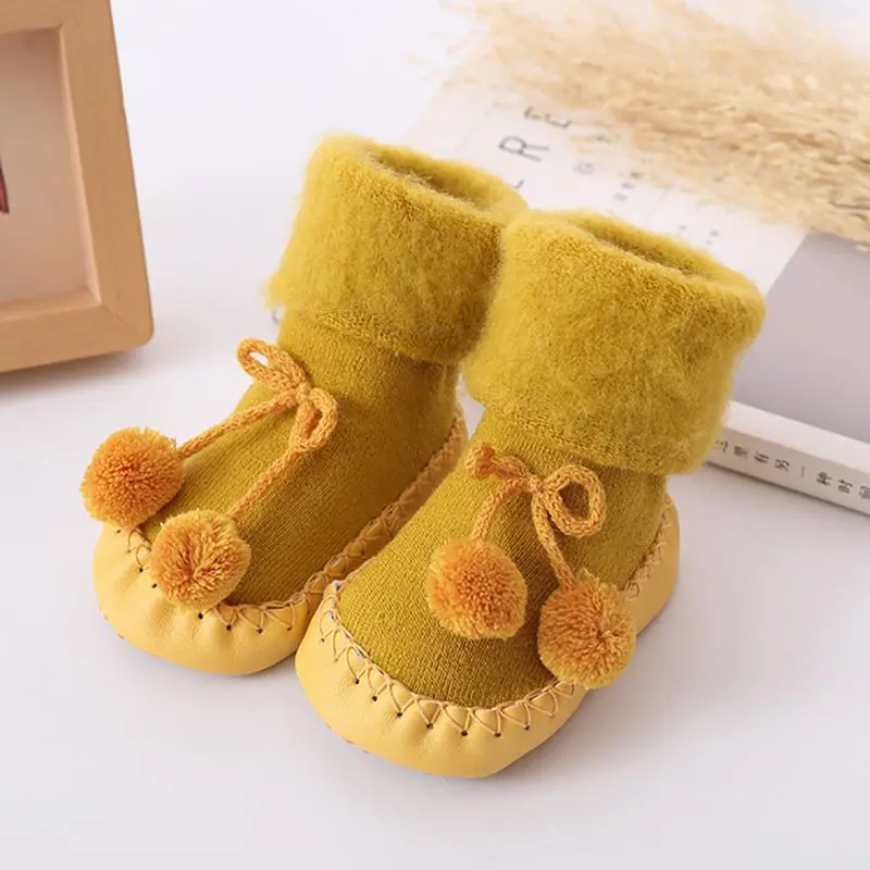 

Носки для новорожденных, обувь, Симпатичные напольные туфли с резиновой подошвой, зимние мягкие противоскользящие носки для девочек и маль...