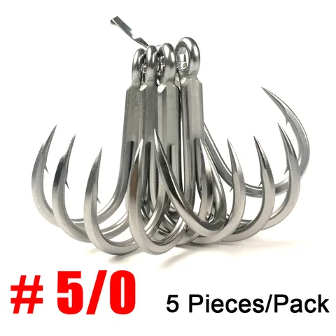 Big Game 4x #6- #5/0 Anti-Rust Treble Hook Super Sharp Triple Anchor Ganchs para tração de água salgada para trollings de pesca