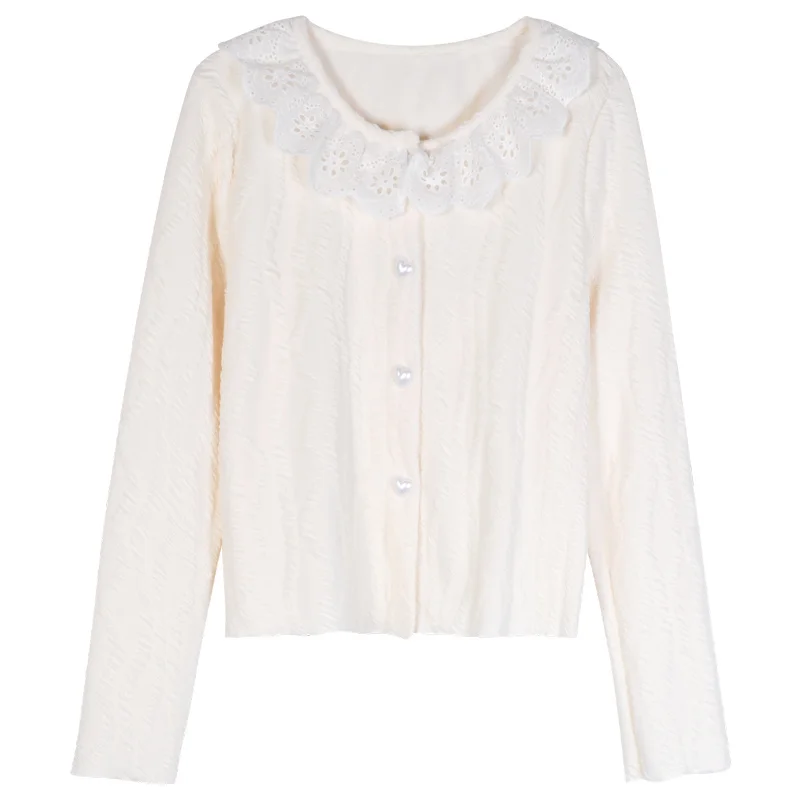 Осень 2021 французская рубашка с длинным рукавом и детским воротником Женский