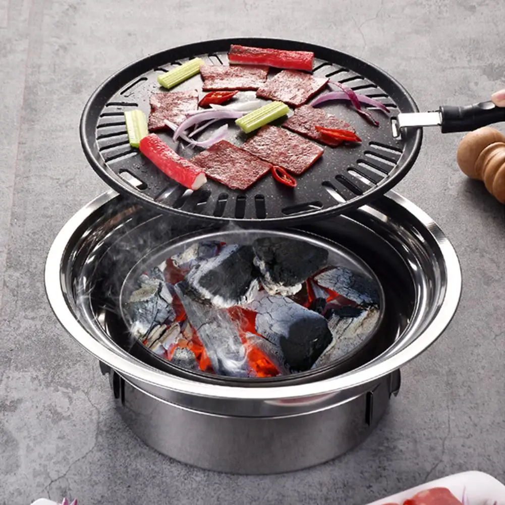 

Korean 6Pcs Set Baking Trays Outdoor Picnic Charcoal Grill Portable Grill Plate For Garden Party Deck BBQ Beach Reusable Grill