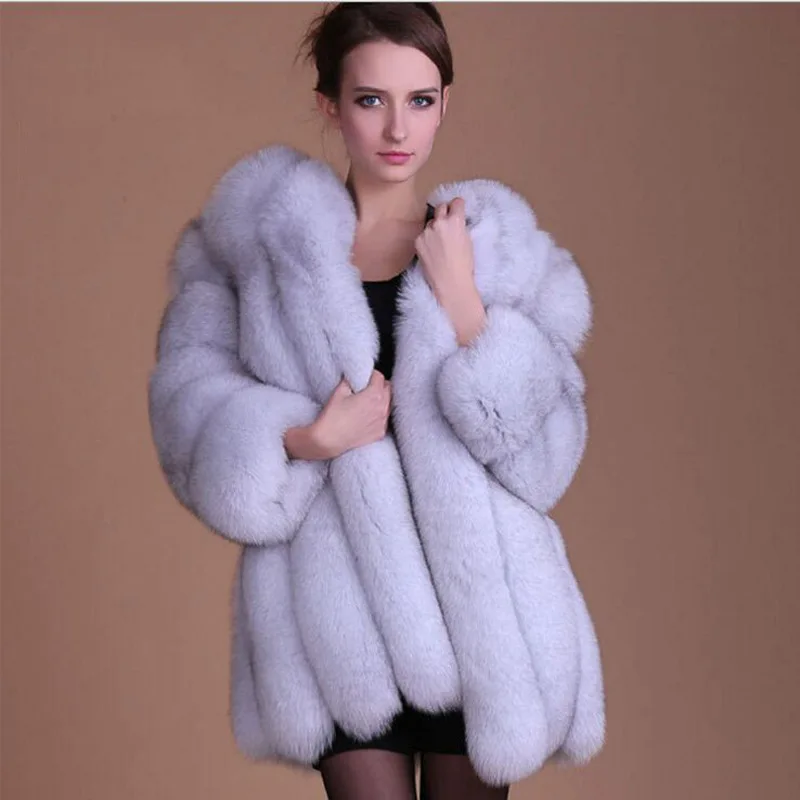 

2021 autumn and winter fox fur grass coat women's medium and long luxurious texture coat with thick fur to keep warm Office Lady
