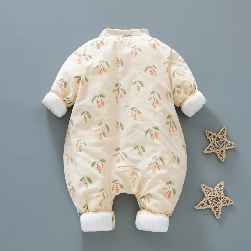 Winter new born baby girl clothes Chinese style printed cheongsam rompers jacket for clothing outfit overalls |
