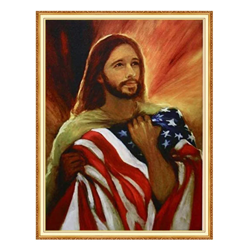 MEIAN Алмазная картина вышивка крестиком религия Иисус американский флаг полная