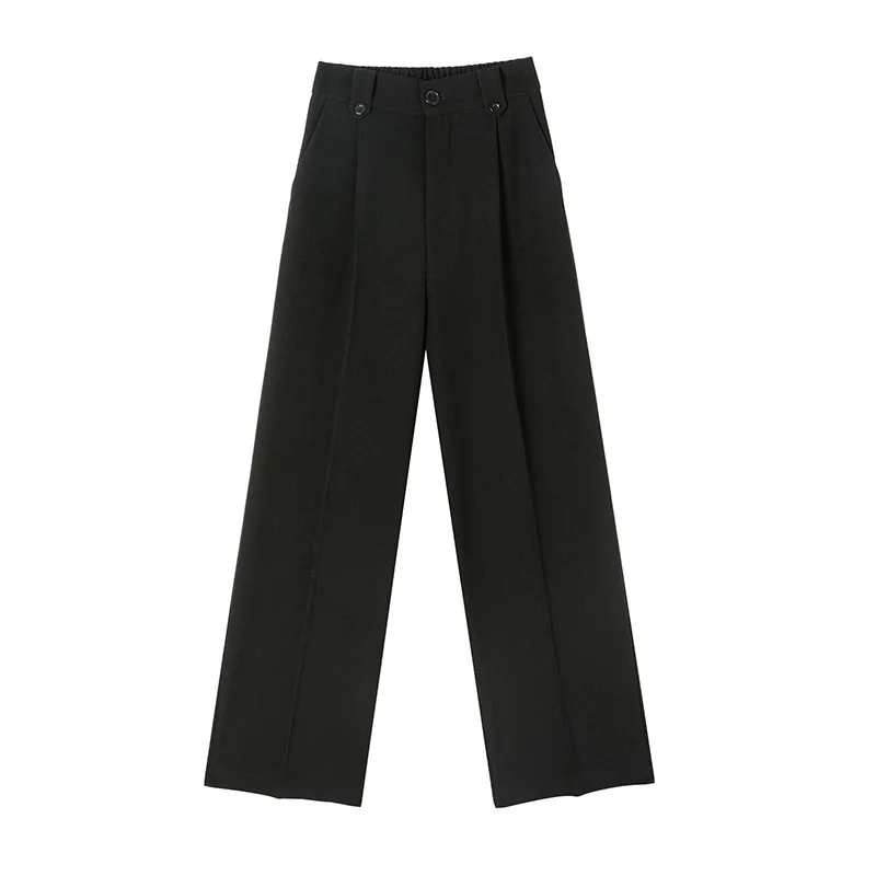 

Spring Summer Wide Leg Suit Trousers Palazzo Women White Black Formal Office Loose Long Pants Wear for Women Pocket Pantalon