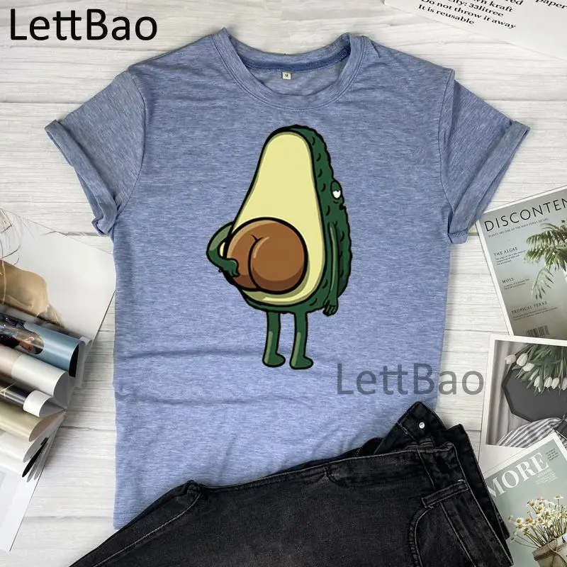 

Avocado Graphic Print T-shirt Cartoon Printed T Shirt Women 2021 Fashion Casual Harajuku Tshirt Female Graphic Cotton Tee Tops