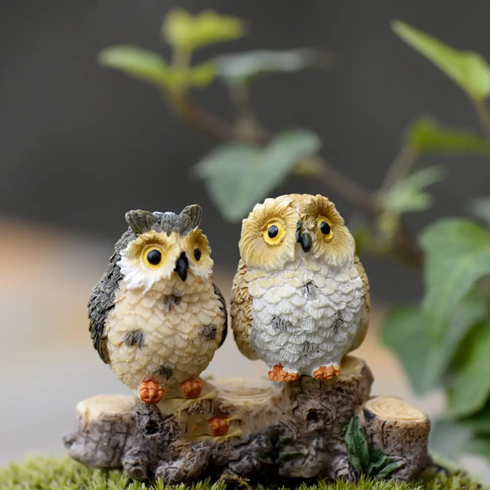 

1pc Cute Owls Animal Resin Miniatures Figurine Craft Bonsai Pots Animal Statue Resin Craft Home Fairy Garden Ornament Decoration