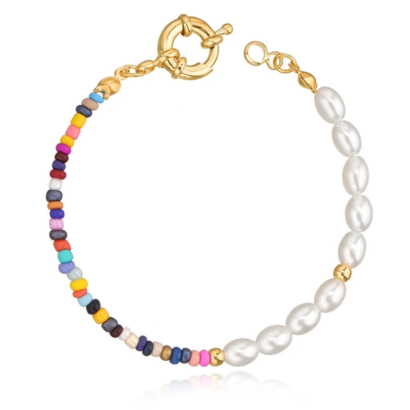 

Women Bracelet Charm Fashion DIY Colorful Beaded Bracelet Faux Pearl Beaded Bracelet For Girl