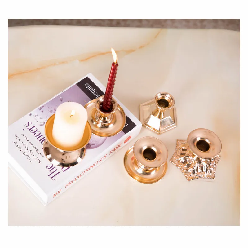 Креативные подсвечники Европейский подсвечник золотой железный поднос