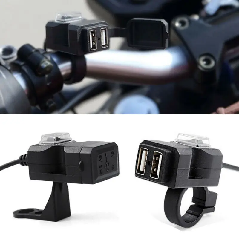 Зарядное устройство для мотоциклетного руля с двумя USB-портами