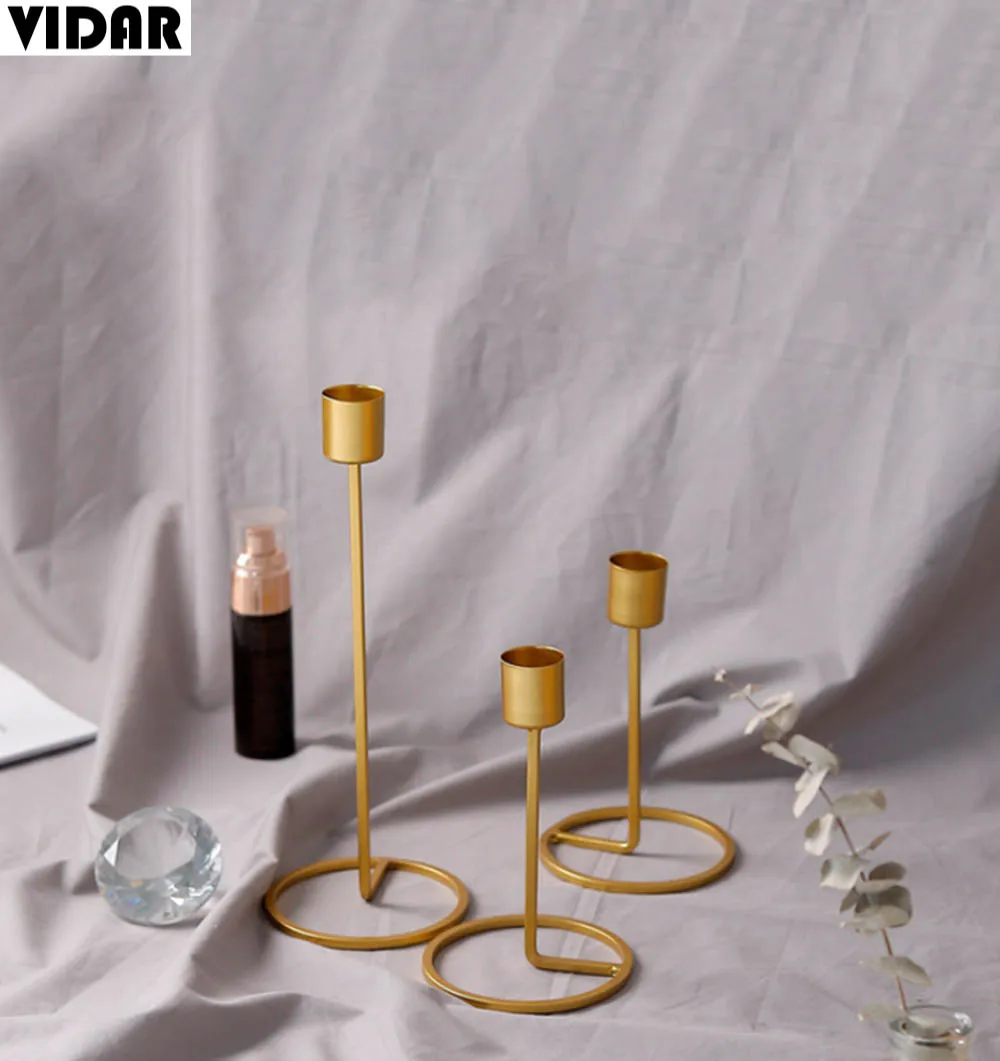 

VIDAR Nordic Style Gold Stick Candle Holder Pillar Holder Candlestick Candlelight Dinner Modern Europe Home Decor Wedding