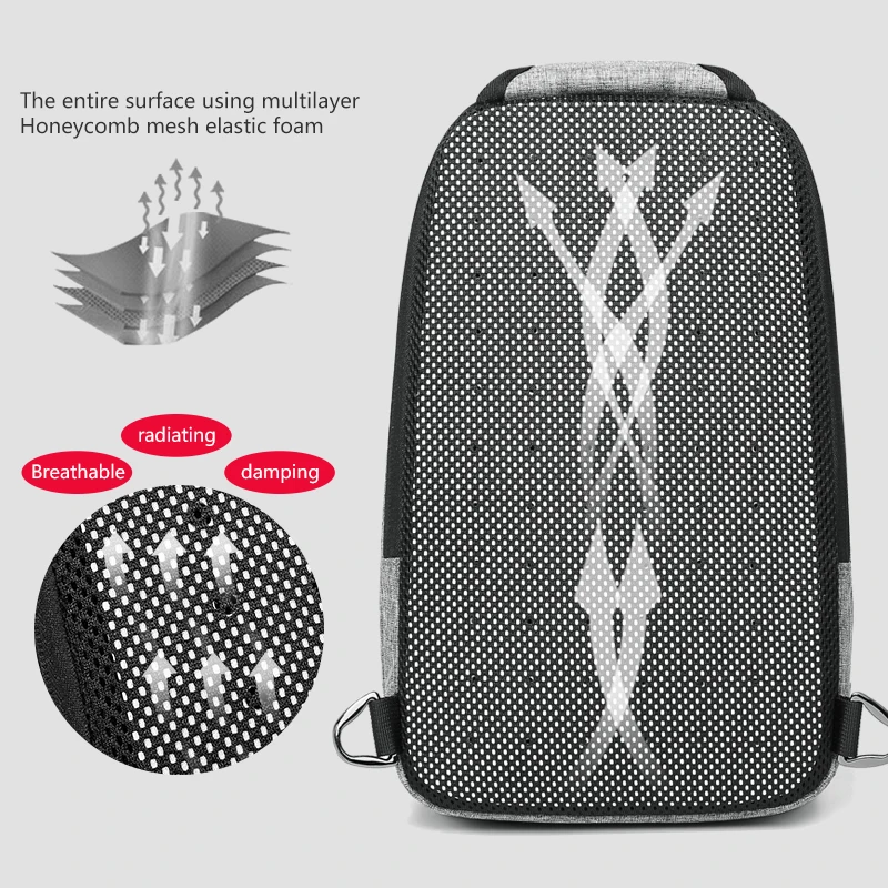 

Casual Chest Bag For Men 9.7 Inch Messenger Bags With USB Charging Port Shoulder Bag Male