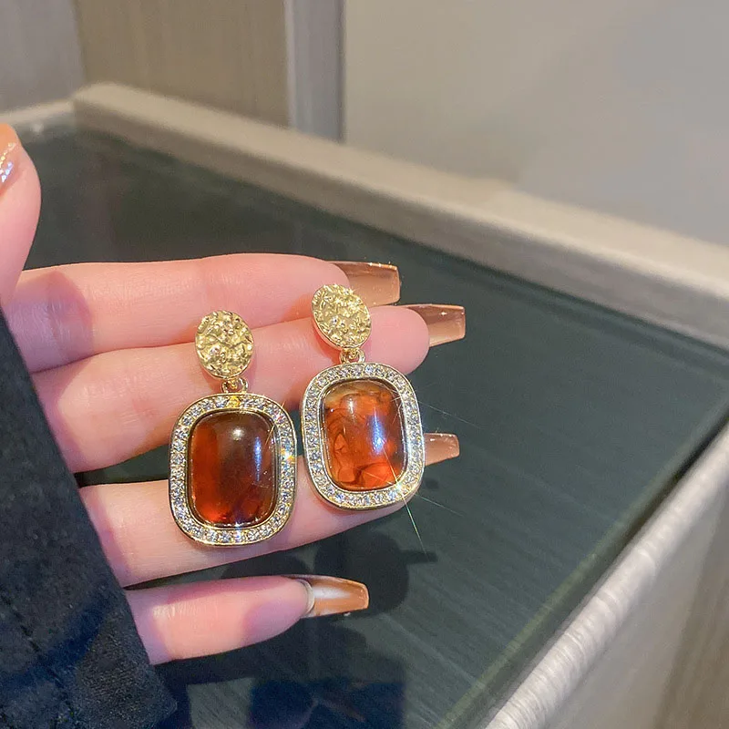 

Luxury Rhinestone Earrings For Women Double Big Heart Pearl Crystal Simple Korean Statement Wedding Earring Jewelry Party