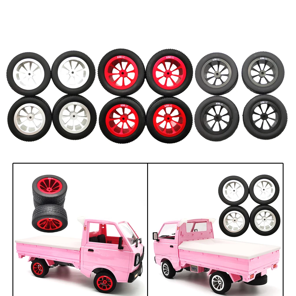 

4Pieces Wheel Tire Tyre for WPL D12 1/16 RC Truck Car DIY Upgrade Parts