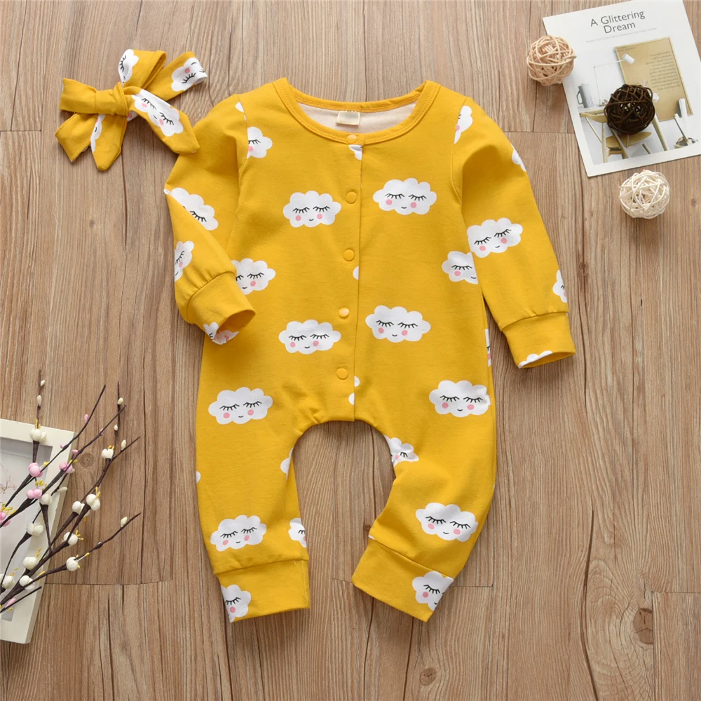 

ZWF554 Newborn Baby Boys Girls Romper Cotton Clothes Cute Fawn Print Long Sleeve Jumpsuit Infant Toddler Clothing Autumn Outfits