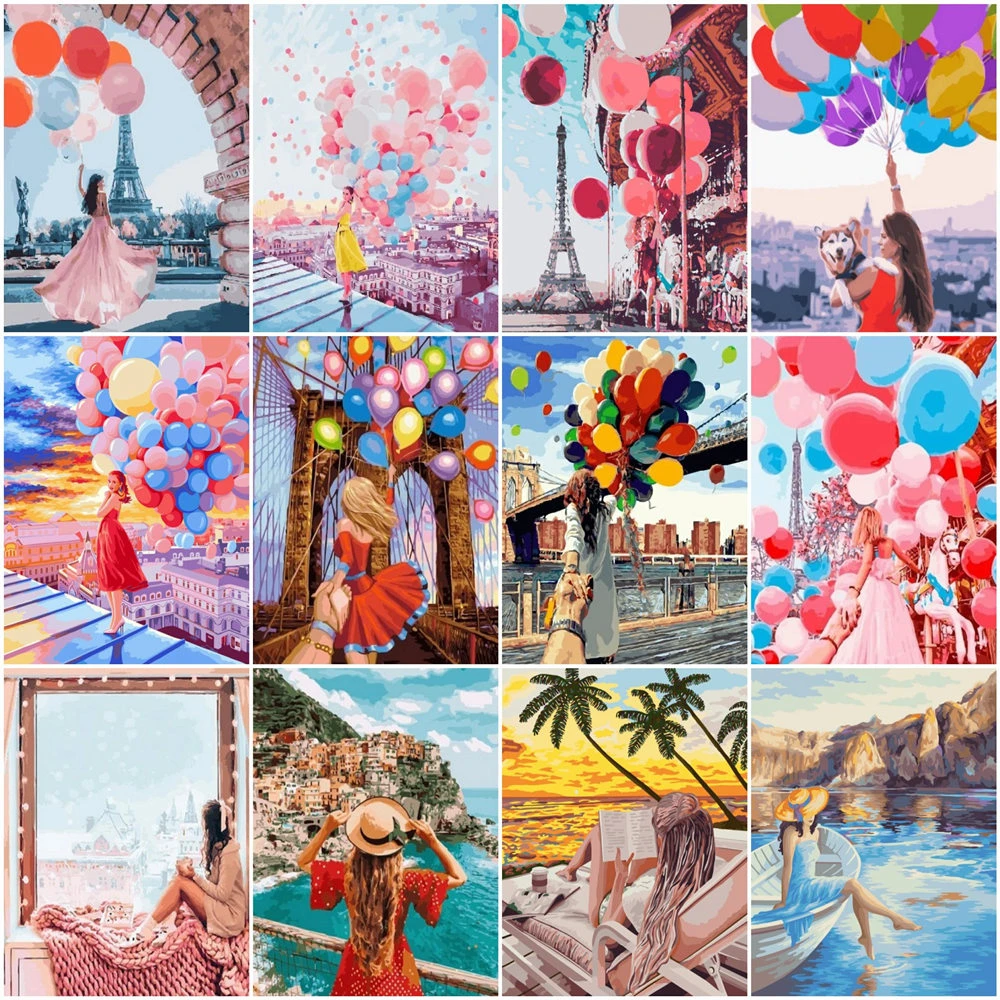 HUACAN картина по номерам девушка рисование на холсте Ручная роспись живопись