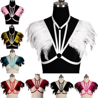 feather exotic accessories sexy lingerie garter belt gothic body harness bra bdsm harness fashion punk rave wear chest bondage