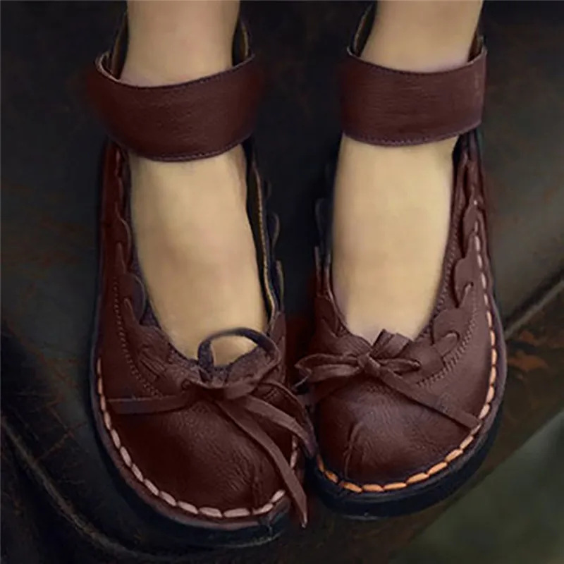 Сандалии женские из натуральной кожи удобные босоножки ручной работы с круглым