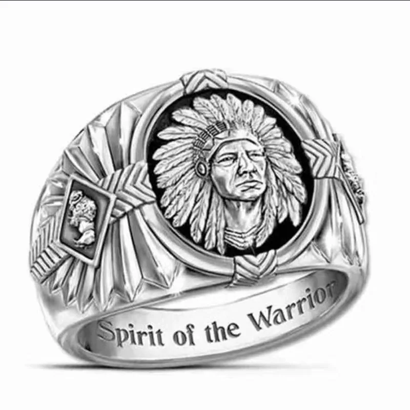 

SECRET BOYS Vintage Punk Viking Warrior Rings for Men Indian Spiritual Totem Epoxy Ring Fashion Wedding Jewelry