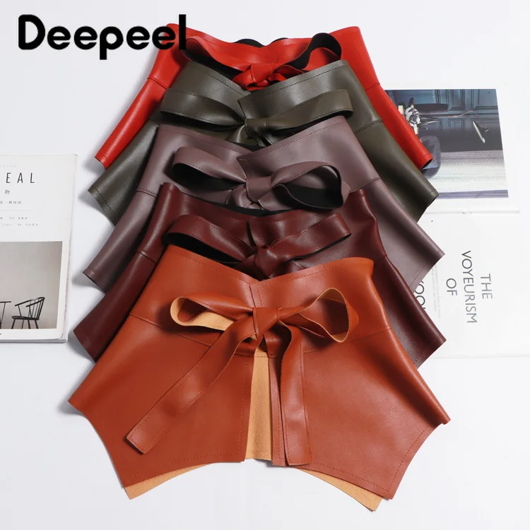 

Deepeel 1pc 24-32*73cm 2021 New Women Fashion Corset Belts Female Waist Cummerbunds Skirt Leather Decorative Belt Accessories