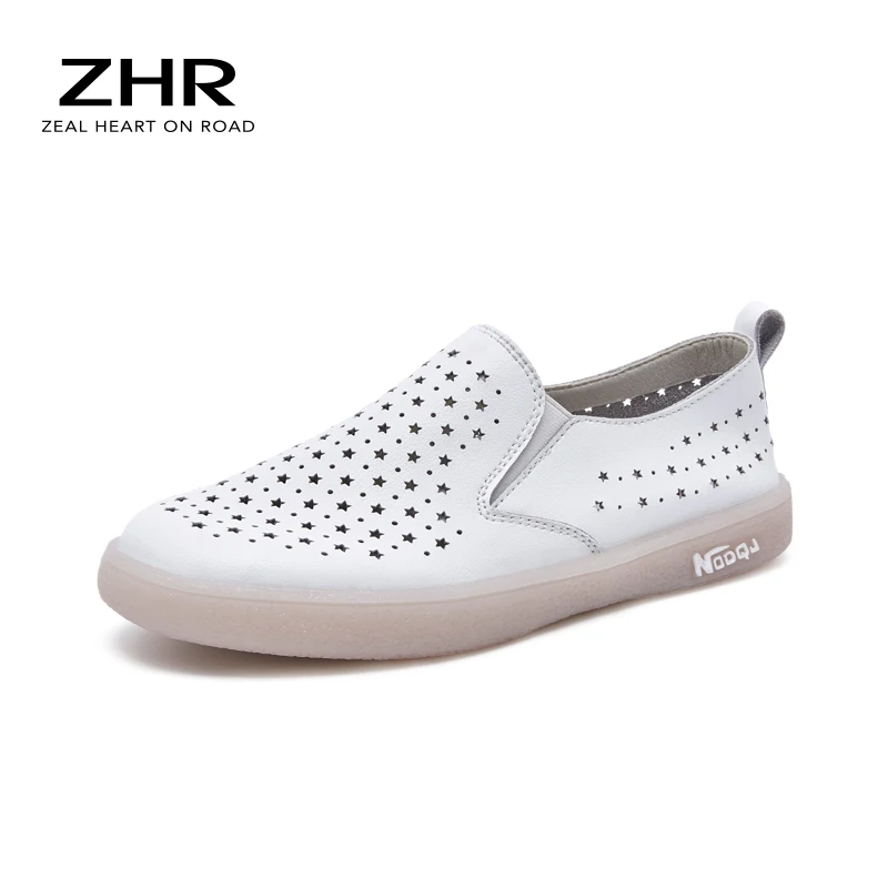 

2021 Women Leather Sneakers White Mesh jelly Flats Fashion Casual Slip On Breathable Comfortable Vulcanized Shoes