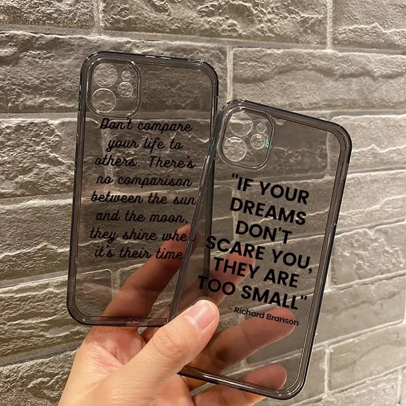 

Inspirational Quotes art pattern Phone Case Transparent for iPhone 7 8 11 12 se 2020 mini pro X XS XR MAX Plus