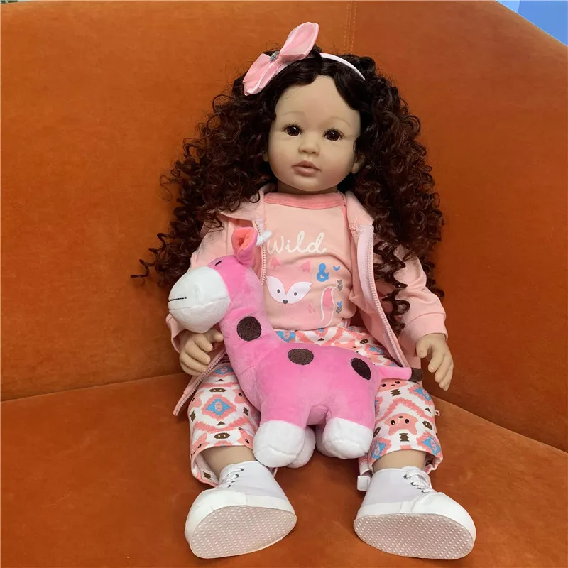 

Fashion Curly hair Wig for 23inch Silicone Reborn Baby Doll Long Curly hair for 60cm Reborn Doll DIY Doll Hair Wig