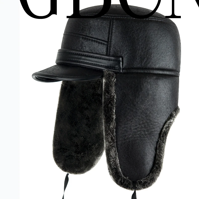 GBCNYIER Fur Male Warm Winter Cap Outdoor Winter Sports Keep Warm Hat Ear Protection Men Leisure Sunhat Leather Thick