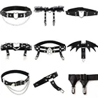 Сексуальный паб-рок панк-подвязка заклепки для пояса кольцо на ногу жгут на бедро сердце черный из искусственной кожи винтажные подтяжки для женщин девушек Украшения для тела