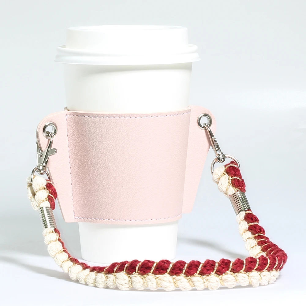 Leather Cup Sleeves for Cold and Hot Drinks Reusable Tumbler Sleeve Cover with Strap Portable Beverage Carrier Holder | Дом и сад