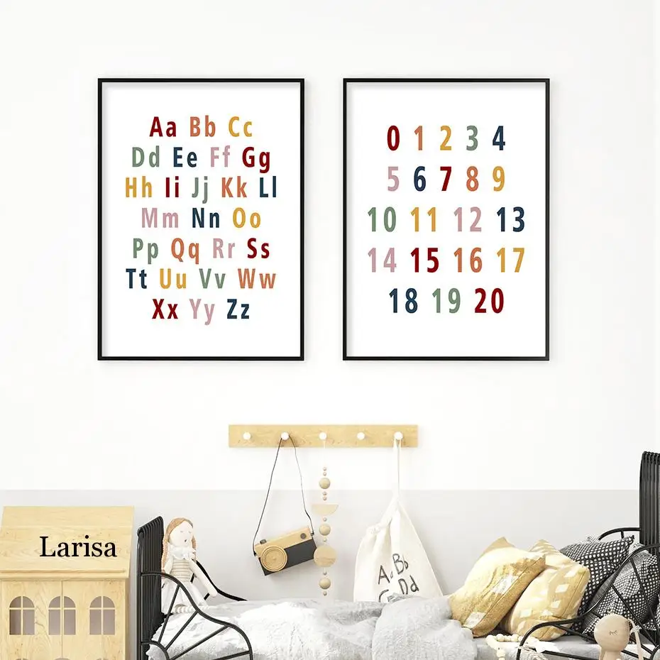 

Letters Numbers Geometric Figures Simple Canvas Painting Letter Wall Stickers Print Art Posters Modern School Home Decorations
