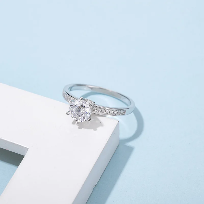 VVS Moissanite Rings For Women One Row Iced Out Real Diamond Finger Ring Jewelry Men High-End Jewelry Pass Tester Free Ship