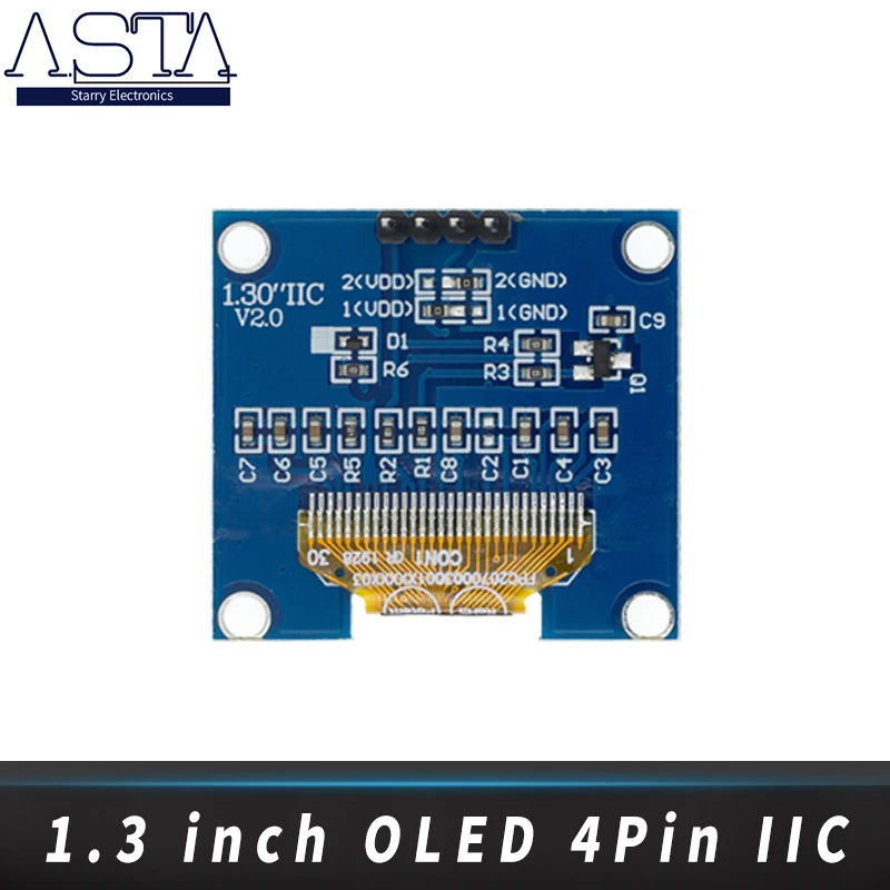Модуль O LED 1 3 дюйма RoHS белый/синий SPI/IIC I2C Коммуникационный цвет 3x64 светодиодный