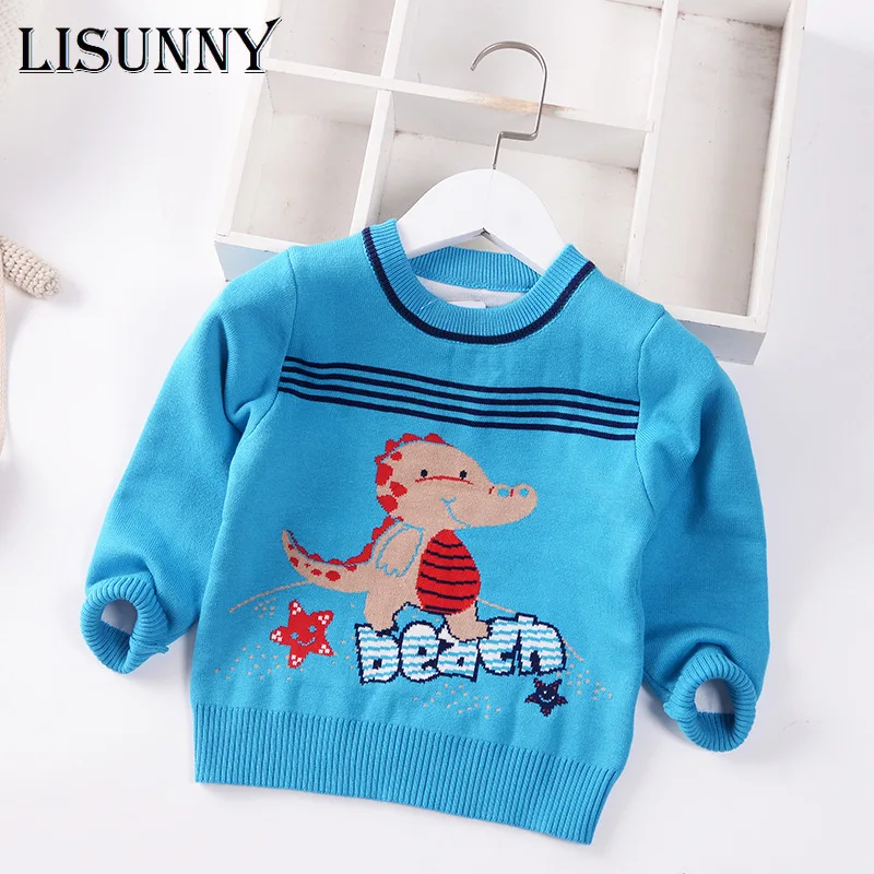 

Boys Sweater 2021 Autumn Winter Baby Sweater Jumper Cartoon Stripe O-Neck Children Sweater Toddler Pullover Kids Clothes 1-7y