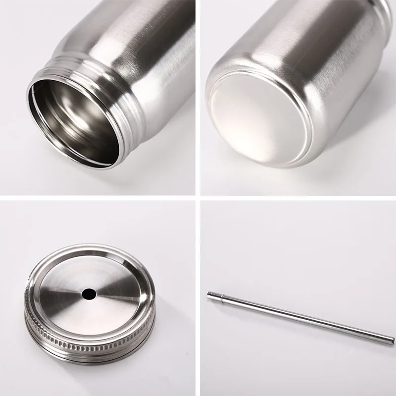 700 мл Нержавеющая сталь стаканы с крышками соломы банка Мейсона стакан соломинки