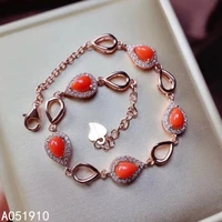 kjjeaxcmy boutique jewelry 925 sterling silver inlaid natural red coral ladies bracelet support detection exquisite