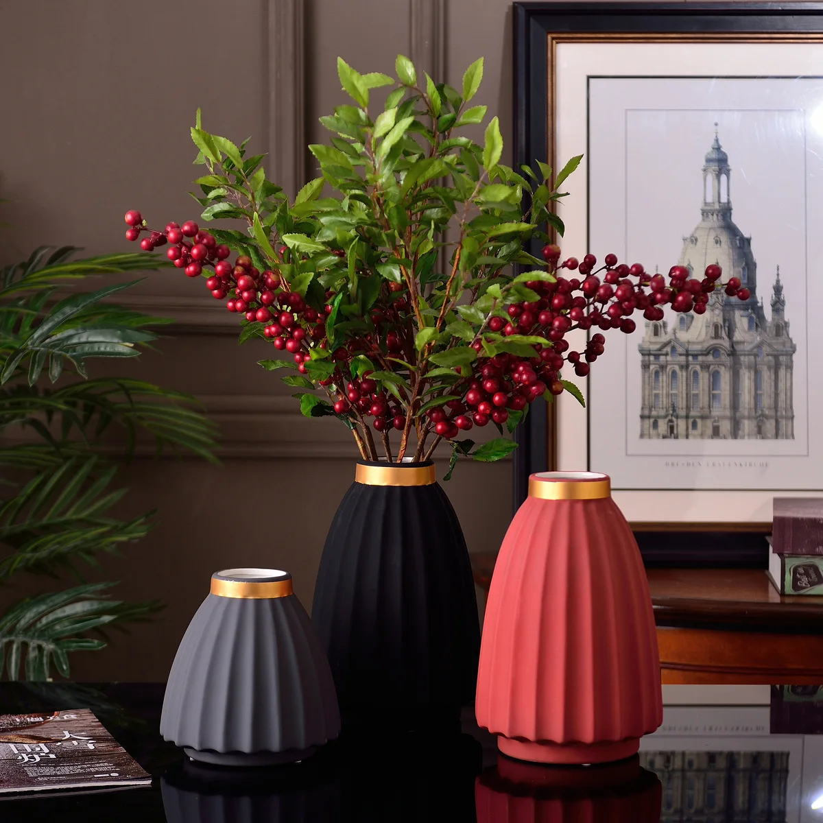 

Nordic Garden Vase Plant Long Large Luxury Ceramic Decorativos Modern Vase Office Accessories Jarrones Home Decor BD50VV