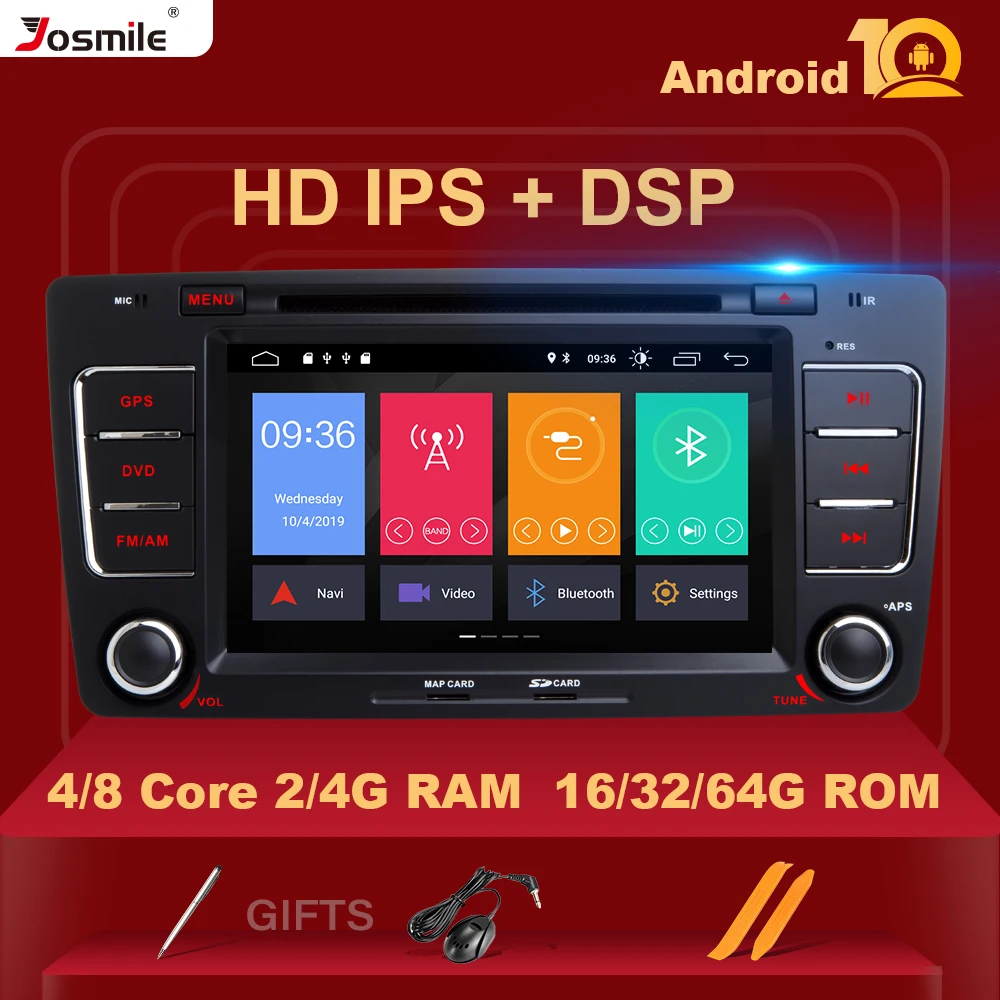 Автомобильный радиоприемник IPS DSP 8 ядер 4G 64G 2 Din Android 10 DVD-плеер для Skoda Octavia 3 A 5 A5 Yeti